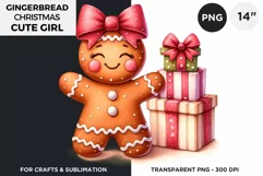 Gingerbread man Pink Girl Christmas cookies png clipart Product Image 1