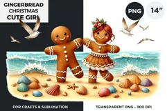 Gingerbread man Pink Girl Christmas cookies png clipart Product Image 1