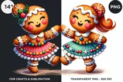 Gingerbread man Pink Girl Christmas cookies png clipart Product Image 1