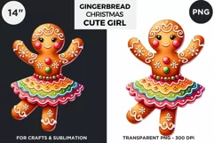 Gingerbread man Pink Girl Christmas cookies png clipart Product Image 1