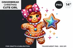 Gingerbread man Pink Girl Christmas cookies png clipart Product Image 1