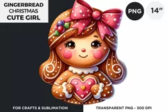 Gingerbread man Pink Girl Christmas cookies png clipart Product Image 1