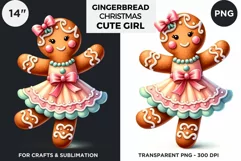 Gingerbread man Pink Girl Christmas cookies png clipart Product Image 1