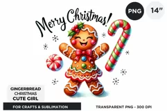 Gingerbread man Pink Girl Christmas cookies png clipart Product Image 1