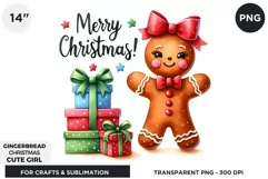 Gingerbread man Pink Girl Christmas cookies png clipart Product Image 1