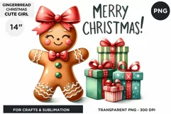Gingerbread man Pink Girl Christmas cookies png clipart Product Image 1