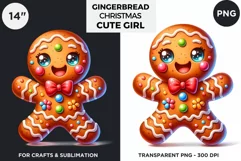 Gingerbread man Pink Girl Christmas cookies png clipart Product Image 1