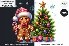 Gingerbread man Pink Girl Christmas cookies png clipart Product Image 1