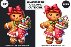 Gingerbread man Pink Girl Christmas cookies png clipart Product Image 1