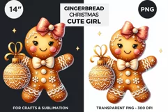 Gingerbread man Pink Girl Christmas cookies png clipart Product Image 1