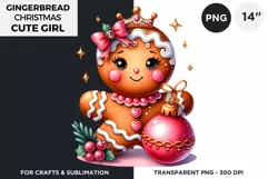Gingerbread man Pink Girl Christmas cookies png clipart Product Image 1
