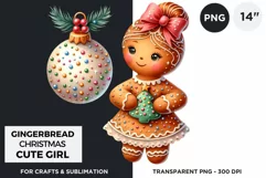 Gingerbread man Pink Girl Christmas cookies png clipart Product Image 1