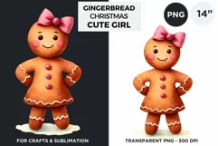Gingerbread man Pink Girl Christmas cookies png clipart Product Image 1