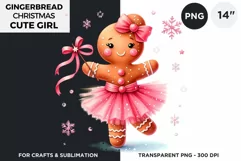 Gingerbread man Pink Girl Christmas cookies png clipart Product Image 1