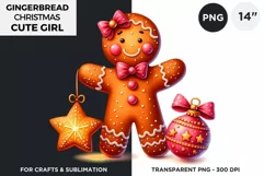 Gingerbread man Pink Girl Christmas cookies png clipart Product Image 1