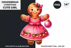 Gingerbread man Pink Girl Christmas cookies png clipart Product Image 1