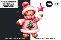 Gingerbread man Pink Girl Christmas cookies png clipart Product Image 1