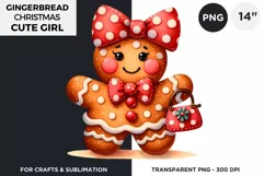 Gingerbread man Pink Girl Christmas cookies png clipart Product Image 1