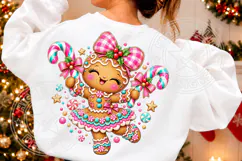 Gingerbread Girl Clipart Cute Christmas Sublimation Product Image 2