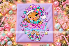 Gingerbread Girl PNG with Pink Tutu and Winter Hat Product Image 3