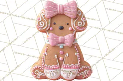 Coquette Christmas Cookies PNG, Gingerbread Clipart Product Image 3
