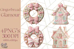 Coquette Christmas Cookies PNG, Gingerbread Clipart Product Image 1