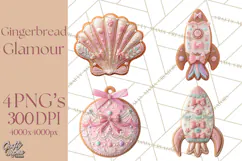 Coquette Christmas Cookies PNG, Gingerbread Clipart Product Image 1