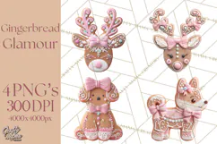 Coquette Christmas Cookies PNG, Gingerbread Clipart Product Image 1