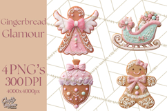 Coquette Christmas Cookies PNG, Gingerbread Clipart Product Image 1