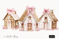 Coquette Gingerbread House Clipart | Pink Christmas Png Product Image 1