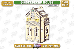 3D Gingerbread Decorative House Laser Cut, Christmas Decor Product Image 2
