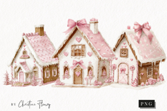 Coquette Gingerbread House Clipart | Pink Christmas Png Product Image 1