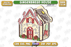 3D Gingerbread Decorative House Laser Cut, Christmas Decor Product Image 2