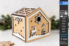 3D Christmas Gingerbread House Laser Cut | Christmas House Product Image 1