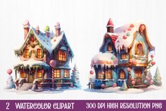 Watercolor Gingerbread House Clipart, watercolor Clipart Product Image 1