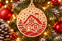 Gingerbread House Ornament SVG, Laser Cut Glowforge File Product Image 2