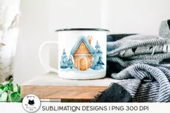 gingerbread house illustration shown on a mug