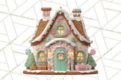 Gingerbread Houses Clipart PNG, Whimsical Holiday Candy Product Image 2