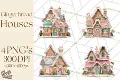 Gingerbread Houses Clipart PNG, Whimsical Holiday Candy Product Image 1