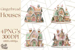 Gingerbread Houses Clipart PNG, Whimsical Holiday Candy Product Image 1