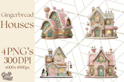 Gingerbread Houses Clipart PNG, Whimsical Holiday Candy Product Image 1
