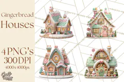 Gingerbread Houses Clipart PNG, Whimsical Holiday Candy Product Image 1