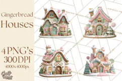 Gingerbread Houses Clipart PNG, Whimsical Holiday Candy Product Image 1