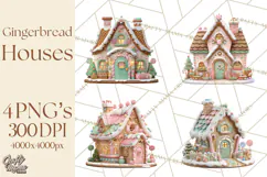 Gingerbread Houses Clipart PNG, Whimsical Holiday Candy Product Image 1