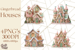 Gingerbread Houses Clipart PNG, Whimsical Holiday Candy Product Image 1