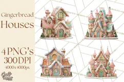 Gingerbread Houses Clipart PNG, Whimsical Holiday Candy Product Image 1