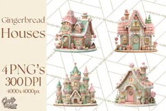 Gingerbread Houses Clipart PNG, Whimsical Holiday Candy Product Image 1
