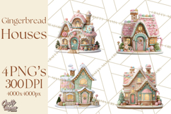 Gingerbread Houses Clipart PNG, Whimsical Holiday Candy Product Image 1