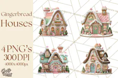 Gingerbread Houses Clipart PNG, Whimsical Holiday Candy Product Image 1