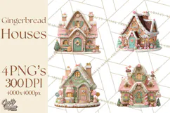 Gingerbread Houses Clipart PNG, Whimsical Holiday Candy Product Image 1